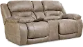 Enterprise Light Mushroom Brown Power Reclining Love Seat with Power Headrests