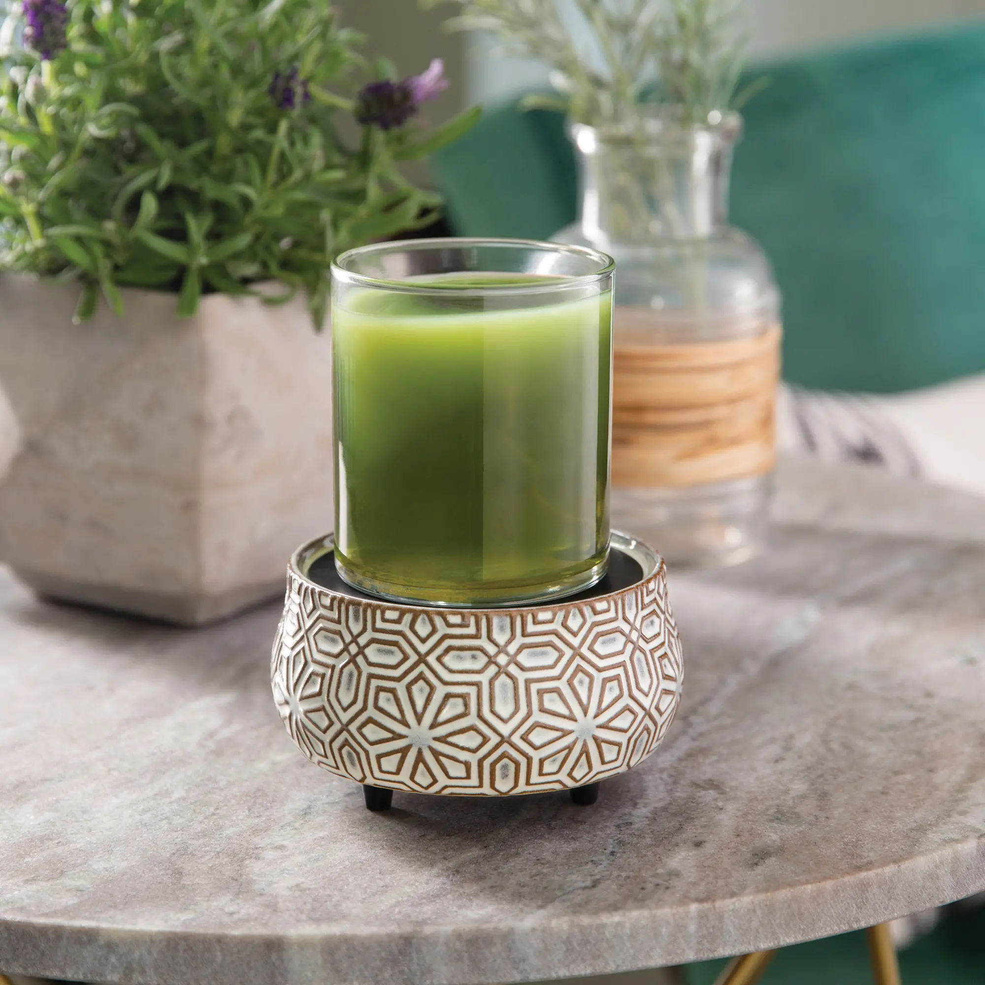 Bronze and White Geometric 2-In-1 Fragrance Warmer-2