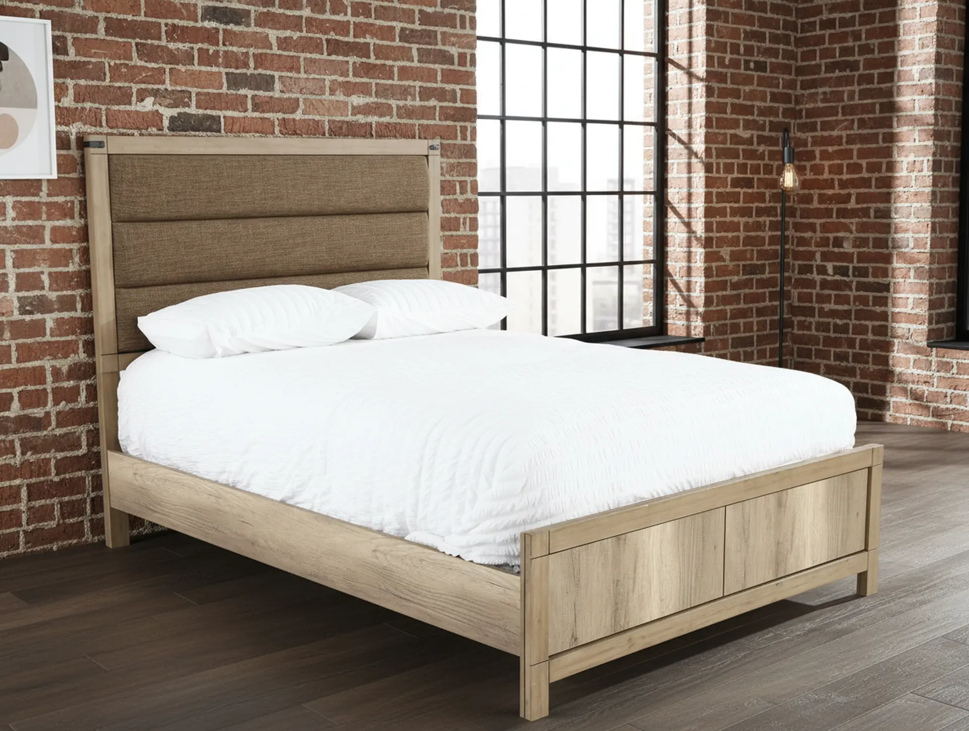 Matteo Rustic Contemporary Antiqued White Full Bed-10