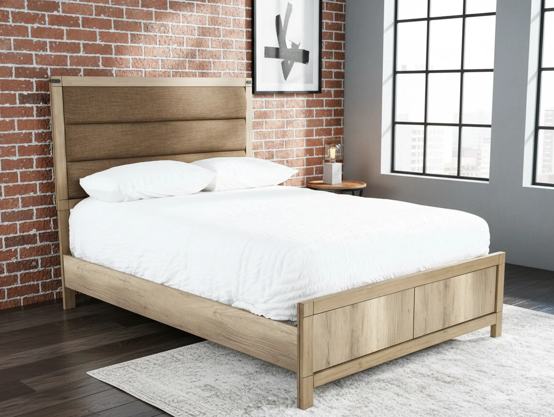 Matteo Rustic Contemporary Antiqued White Full Bed-2