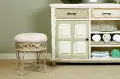 Traditional Antique Beige Vanity Stool - Villa III
