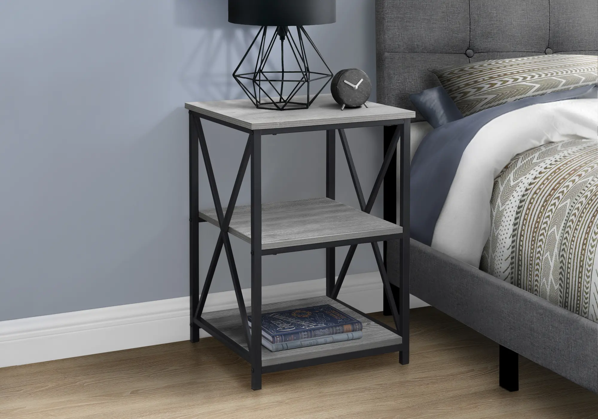 Gray and Black End Table - X Frame-3