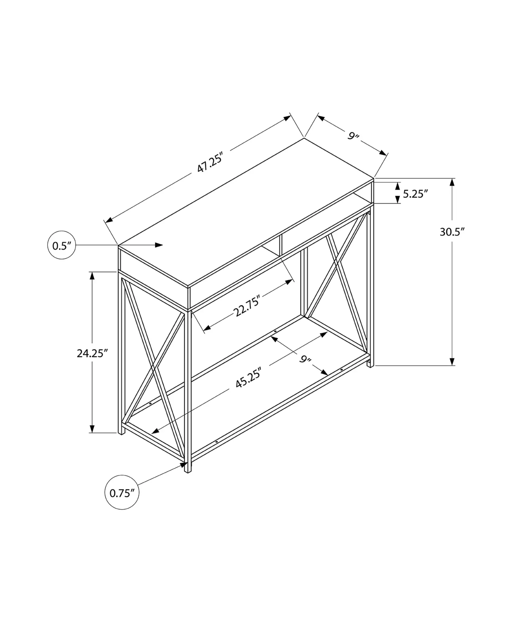 Espresso Sofa Table - Hawk-4