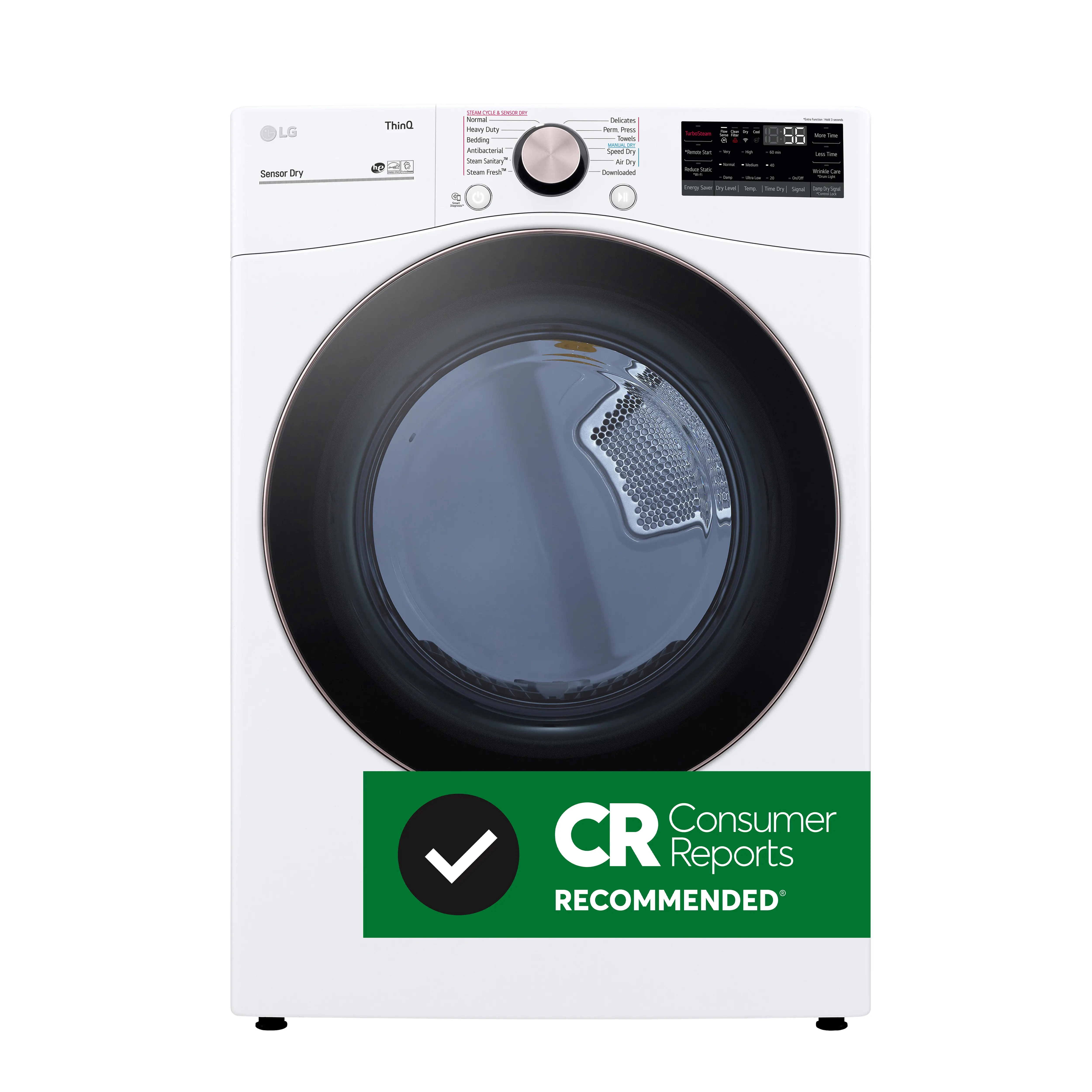 DLEX4000W LG 7.4 Cu Ft Large Capacity Smart Front Load Electric Dryer - White-2