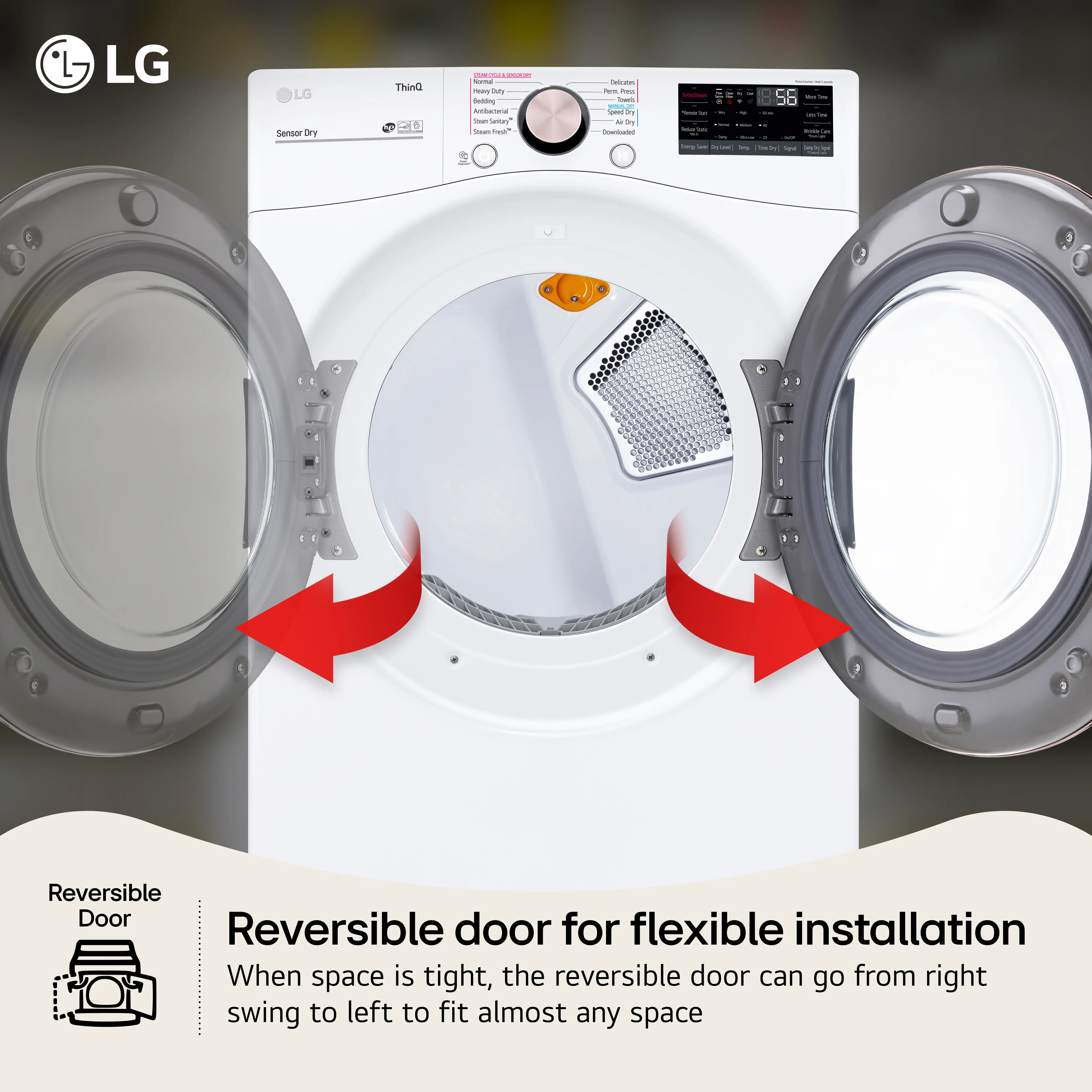 DLEX4000W LG 7.4 Cu Ft Large Capacity Smart Front Load Electric Dryer - White-4