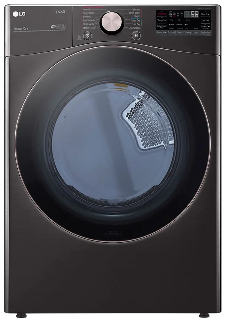 LG Smart Front Load Gas Dryer with TurboSteam and Built-In Intelligence - 7.4 cu. ft. Black Steel