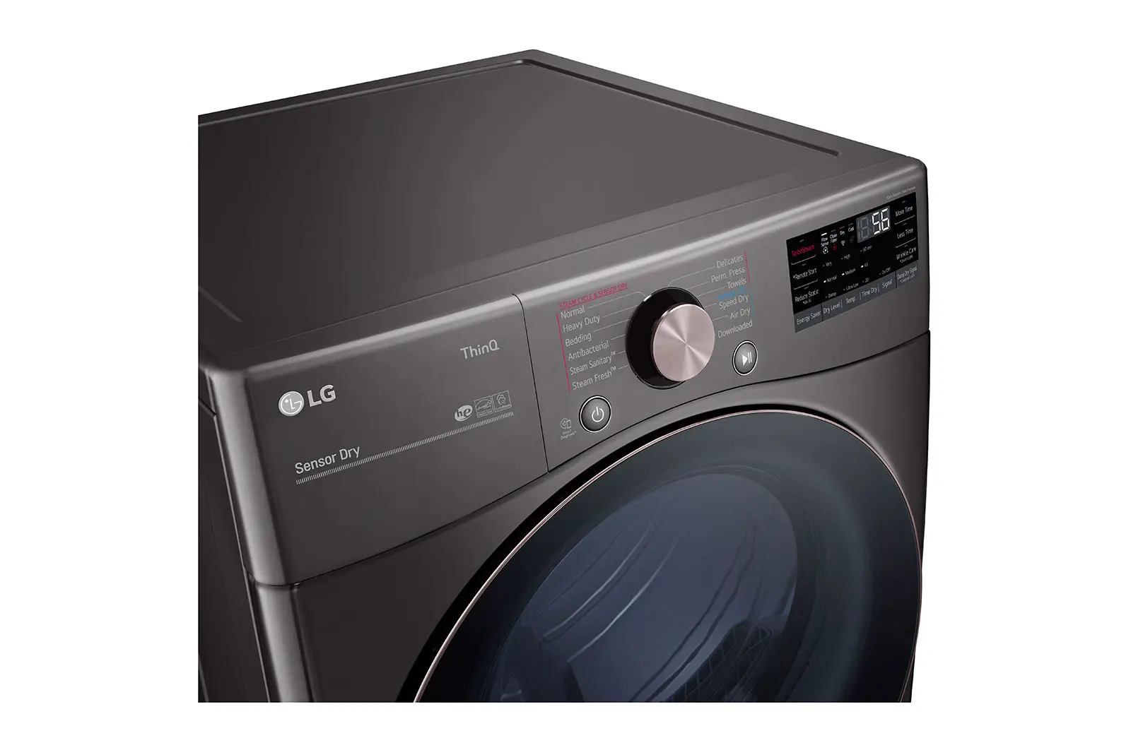 DLGX4001B LG Smart Front Load Gas Dryer with TurboSteam and Built-In Intelligence - 7.4 cu. ft. Black Steel-7