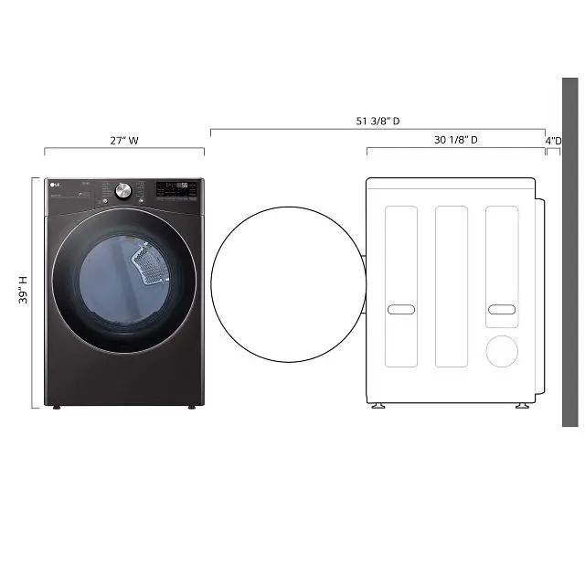 DLEX4200B LG Ultra Large Capacity Smart Electric Front Load Dryer - 7.4 cu. ft. Black Steel-4