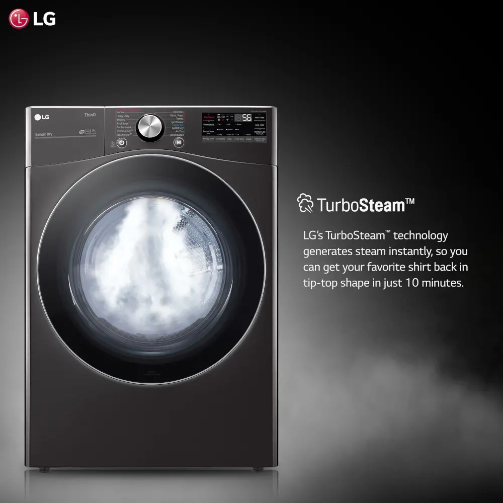 DLEX4200B LG Ultra Large Capacity Smart Electric Front Load Dryer - 7.4 cu. ft. Black Steel-7