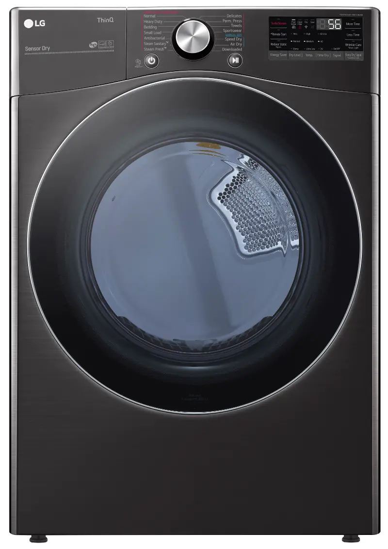 LG Ultra Large Capacity Gas Dryer with TurboSteam and Built-In Intelligence - Black Steel 7.4 cu. ft.