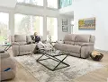 Explorer Beige Power Reclining Sofa with Power Headrests