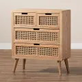 162-10553-RCW Mid Century Modern Rattan 4-Drawer Accent Chest - Trudi