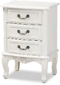 162-10259-RCW French Country White 3-Drawer Nightstand - Bess