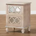 162-10263-RCW Country Whitewash Wood and Mirror Nightstand - Edith