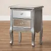 162-10266-RCW Traditional Silver and Mirrored Nightstand - Patrice