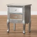 162-10266-RCW Traditional Silver and Mirrored Nightstand - Patrice