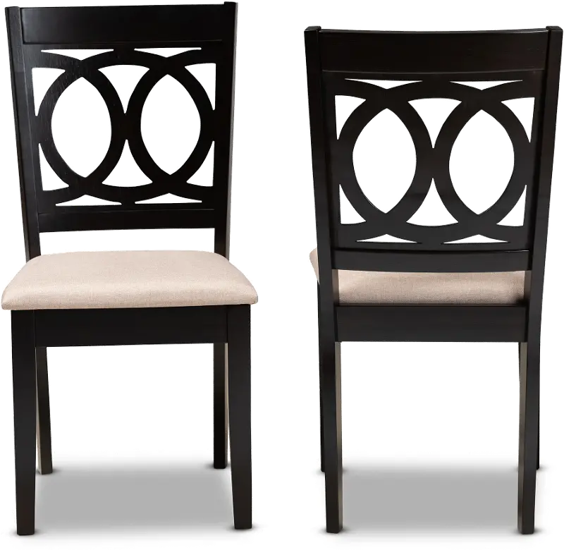 Delano Dark Brown and Sand Upholstered Dining Room Chair (Set of 2)