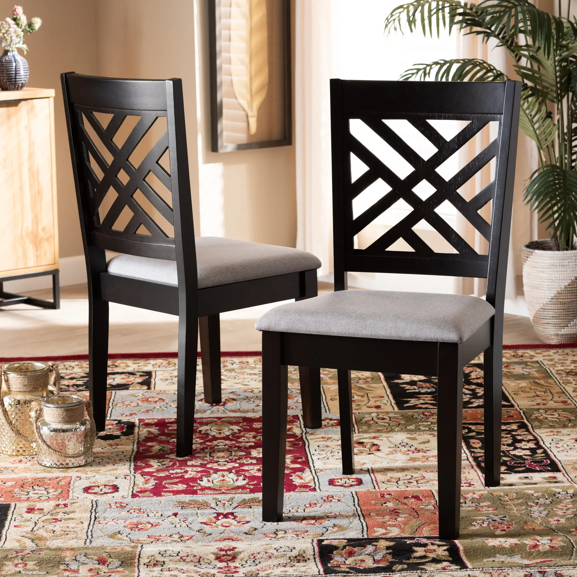 162-10526-RCW Aubrie Dark Brown Upholstered Dining Room Chair (Set of 2)-2