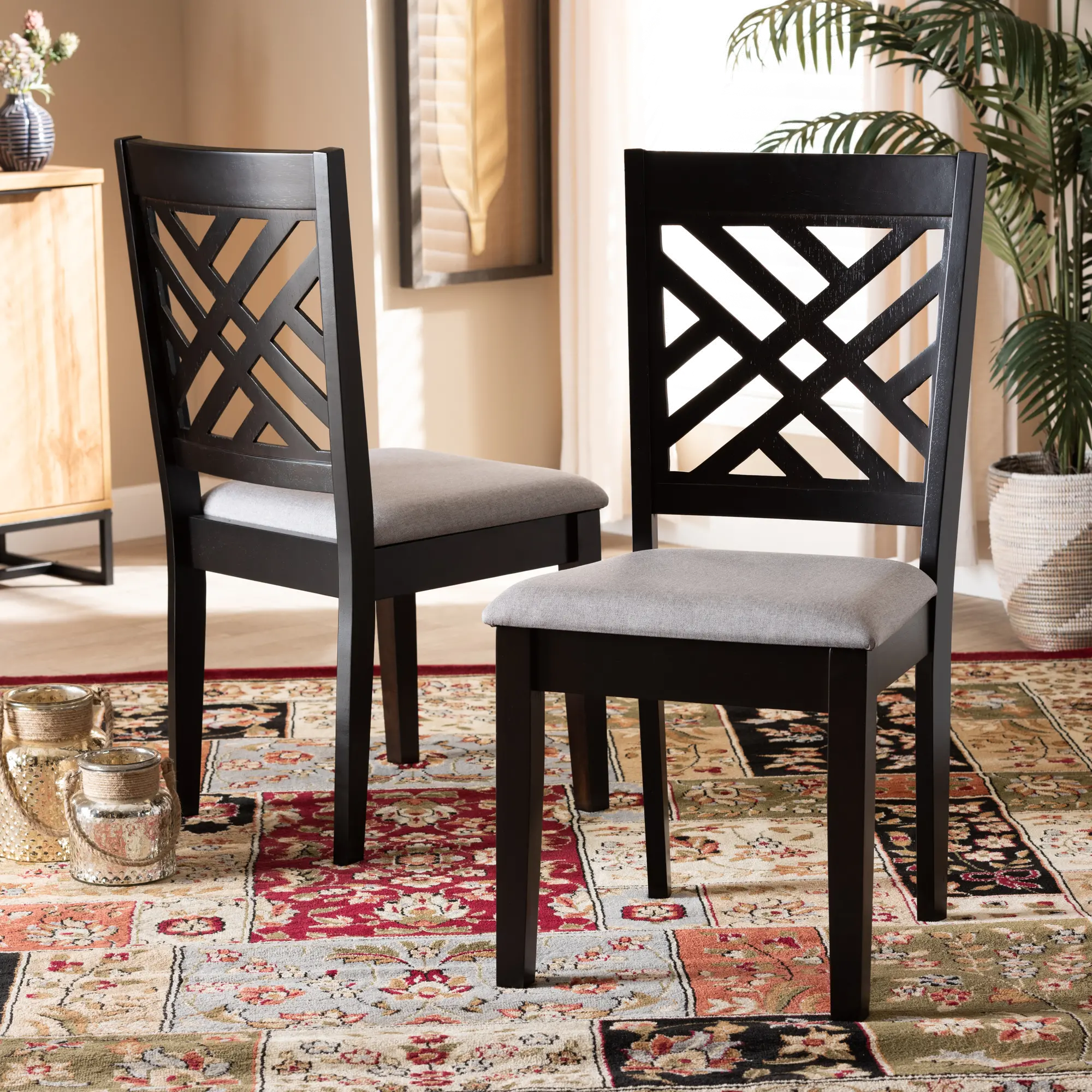 162-10526-RCW Aubrie Dark Brown Upholstered Dining Room Chair (Set of 2)-2