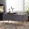 162-10462-RCW Glam Gray Velvet Upholstered Storage Ottoman - Gorden