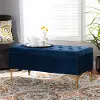 162-10463-RCW Glam Navy Blue Velvet Upholstered Storage Ottoman - Gorden