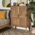 162-10554-RCW Mid Century Modern Rattan 2 Door Accent Cabinet - Trudi