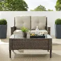 KO70211LB-OL Rockport Oatmeal 2 pc Patio Loveseat and Table Set