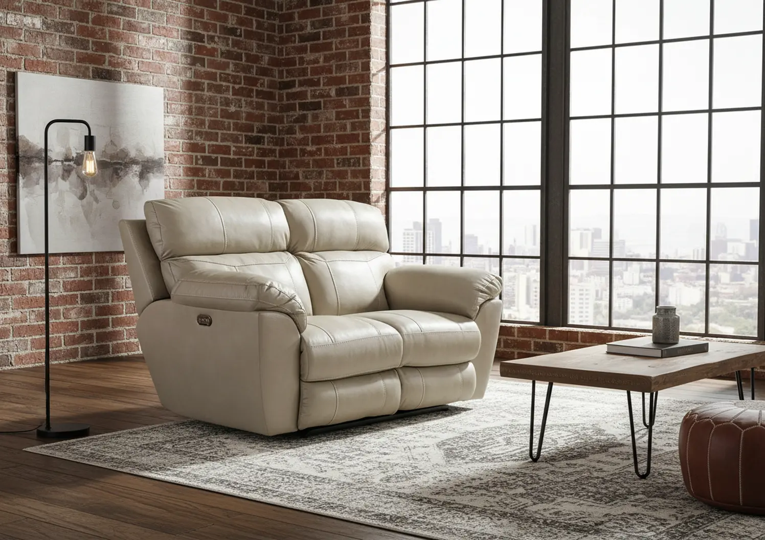 64072 Costa Putty Beige Leather Lay-Flat Power Reclining Loveseat-2