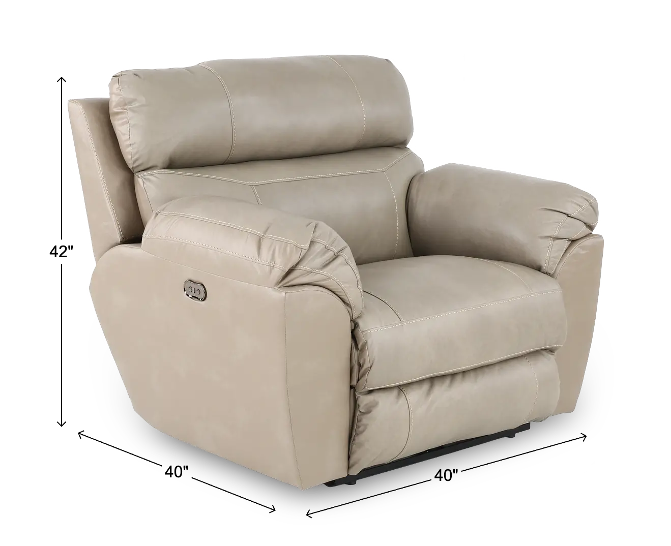 64070-7 Costa Putty Beige Leather Lay-Flat Power Recliner-3