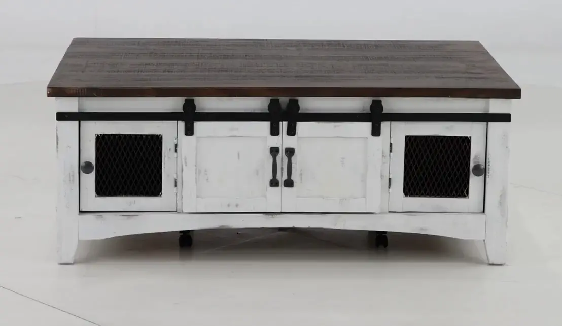 Pueblo Rustic White Coffee Table-11
