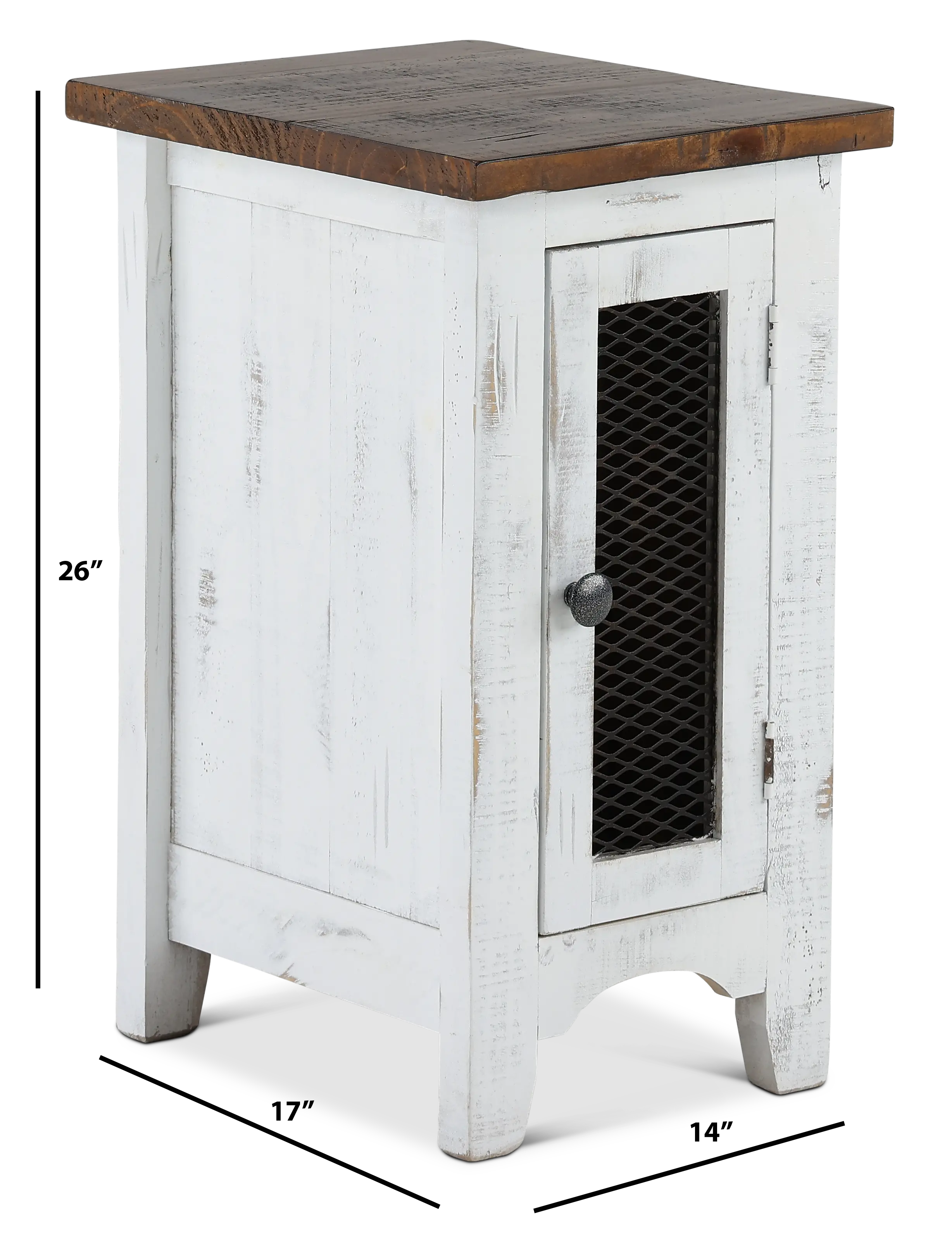 Pueblo Rustic White Side Table-3