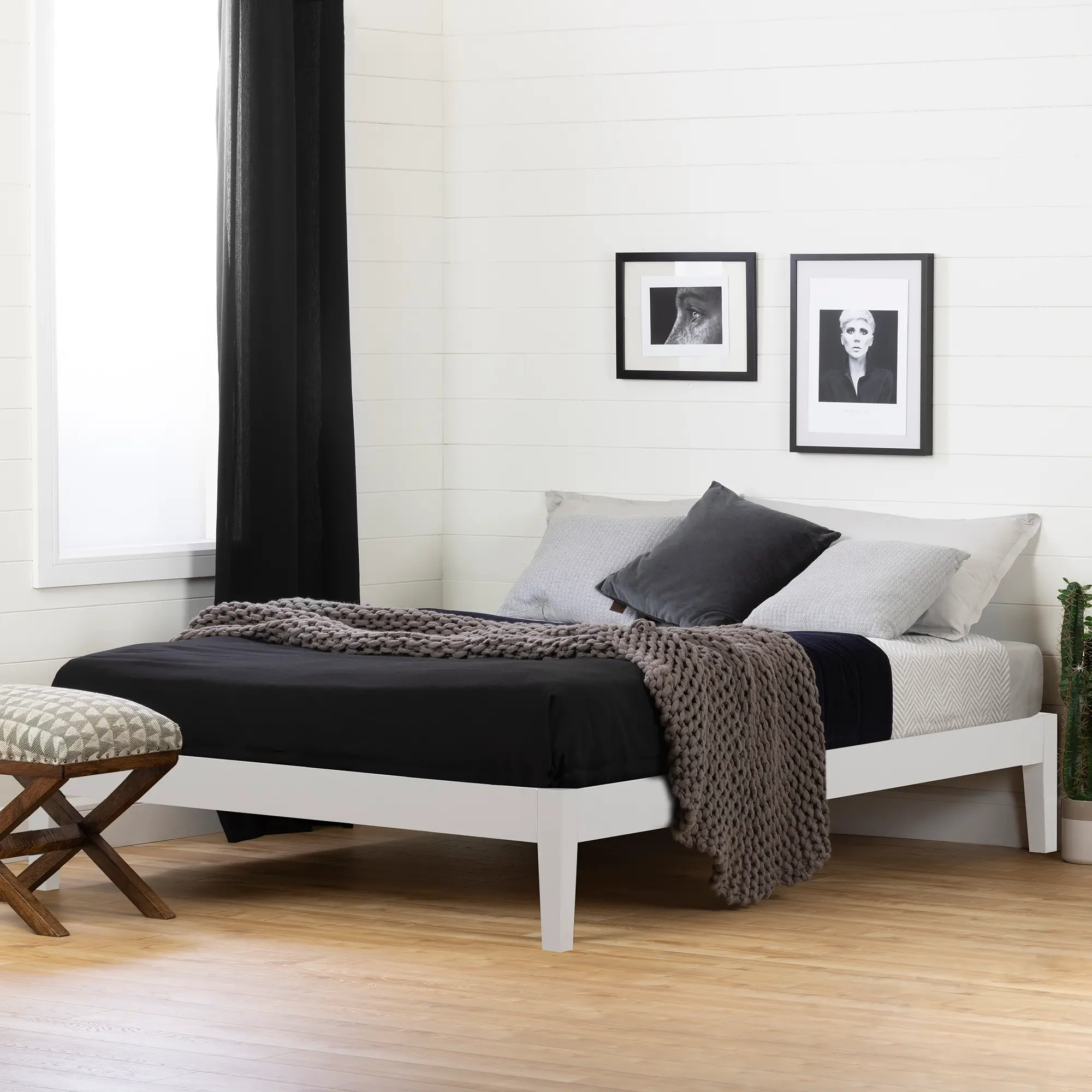 12475 Vito Queen White Platform Bed - South Shore-1