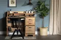13120 Versa Light Brown Oak Desk with Hutch - South Shore