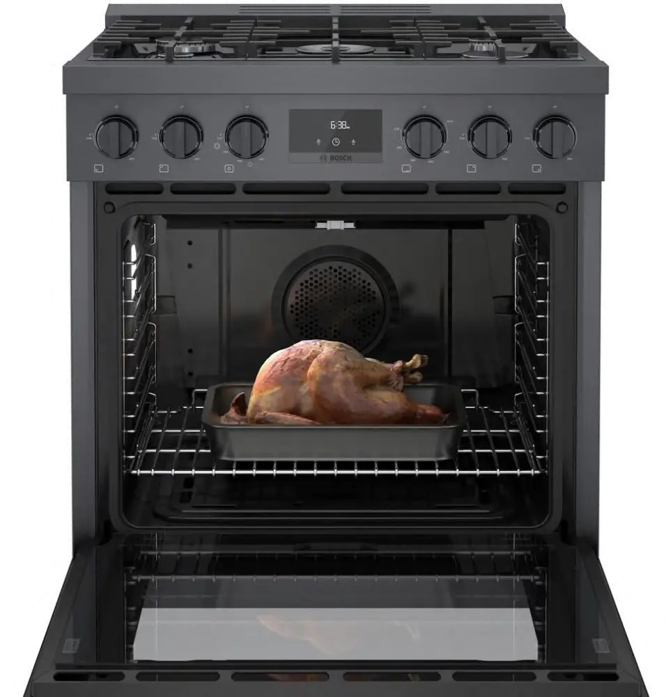 HGS8045UC Bosch 800 Series 3.6 cu ft Gas Range - Black Stainless Steel 30 Inch-2