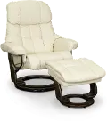 Zen Snow White Leather Recliner with Storage Ottoman