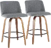 B26-TRNO2Q WLGY2 Mid Century Modern Brown and Gray Counter Height Stool (Set of 2) - Tintori