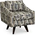 Henley Gray, Blue and Ivory Swivel Accent Chair