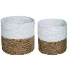 10 Inch Grass White and Brown Color Block Basket