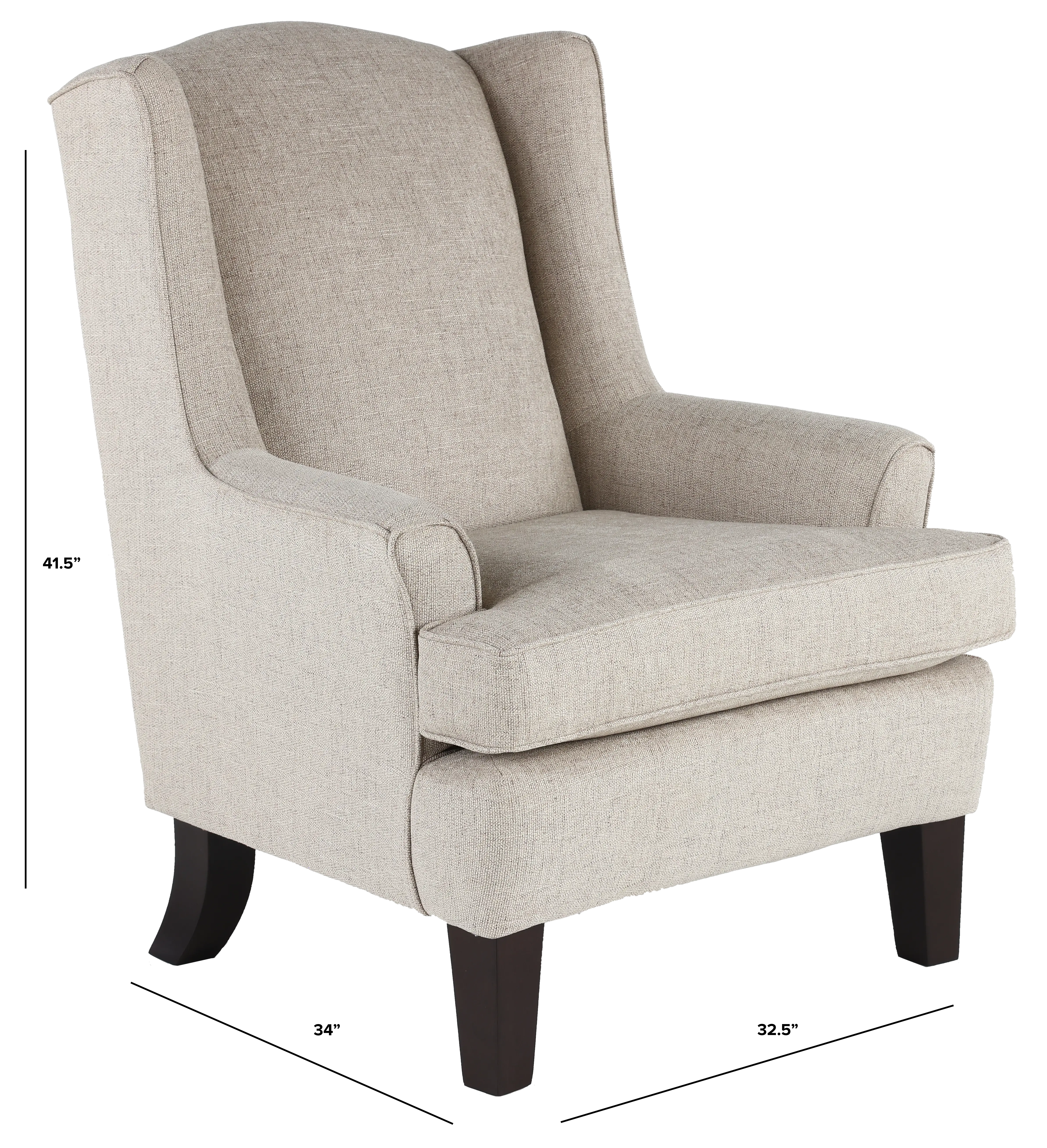 Andrea Classic Light Gray Upholstered Wingback Chair-3
