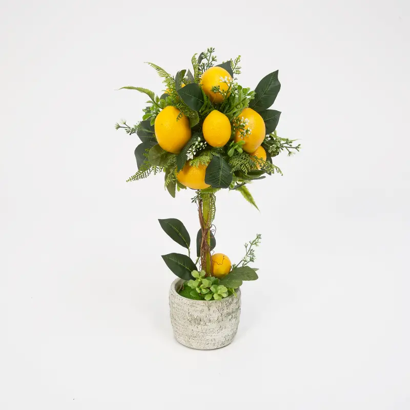 19 Inch Potted Faux Yellow Lemon Tree Arrangement