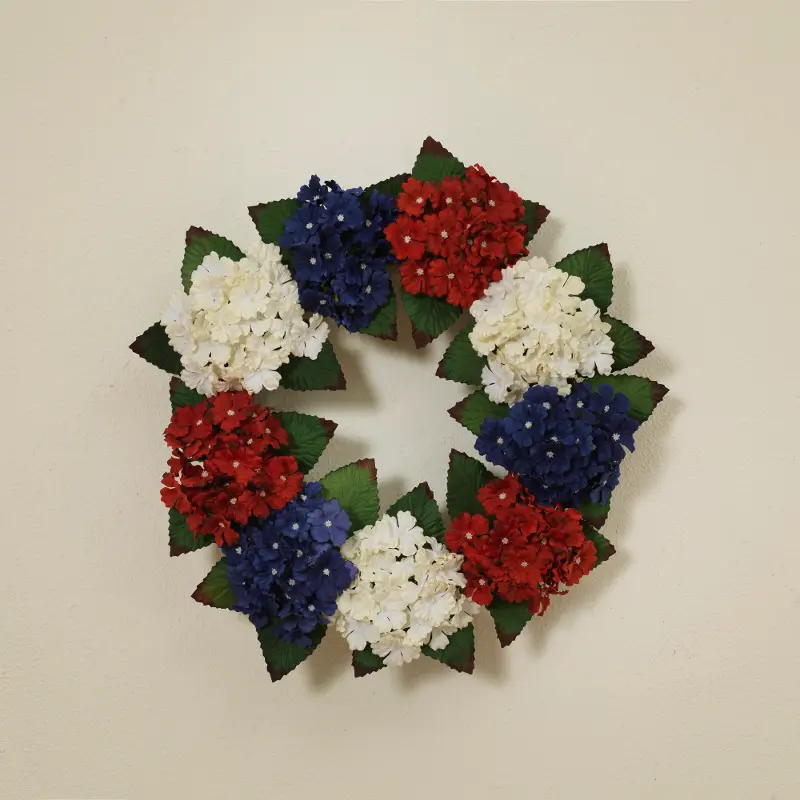 Red, White and Blue Americana Faux Flower Wreath Arrangement