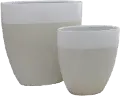 15 Inch Two Tone Tan and White Ceramic Vase