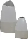 14 Inch Two Tone Tan and White Triangle Shaped Vase