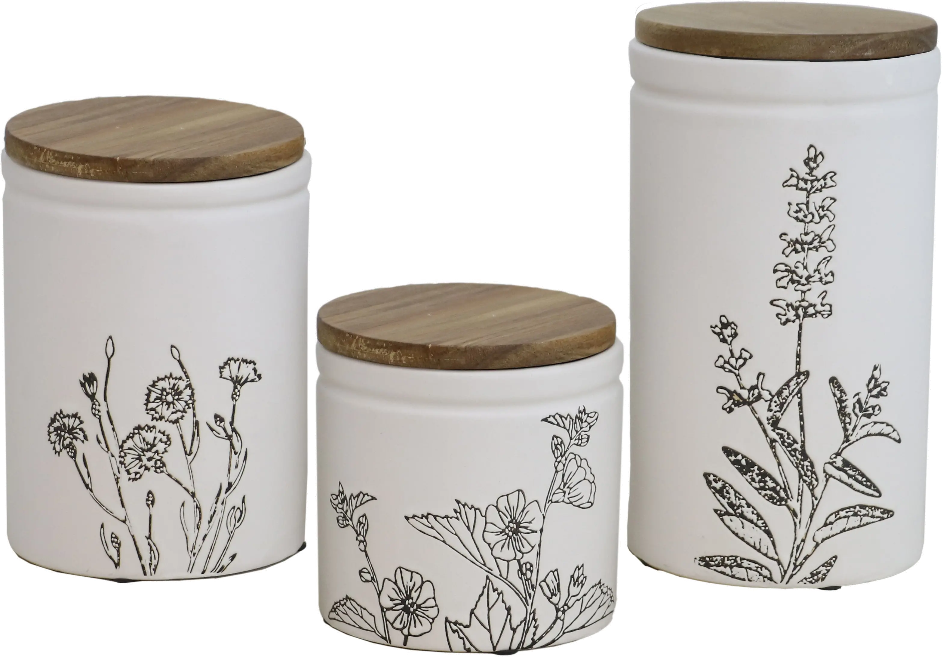 9 White Ceramic Floral Lidded Jar-1