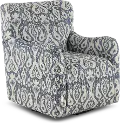 Casbah Denim Blue and Off White Swivel Accent Chair
