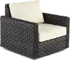 Sunset Beige and Wicker Swivel Gliding Patio Lounge Chair