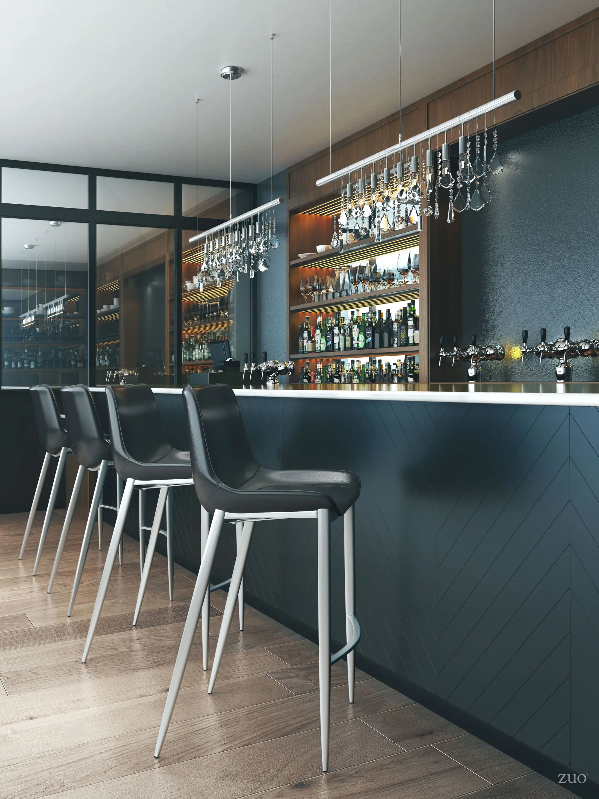Magnus Black and Silver Bar Stool, Set of 2-3