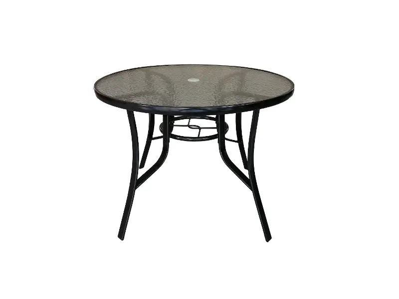 Bali Black Glass Round Patio Table