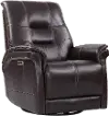 Andrew Coffee Brown Leather Power Swivel Glider Recliner