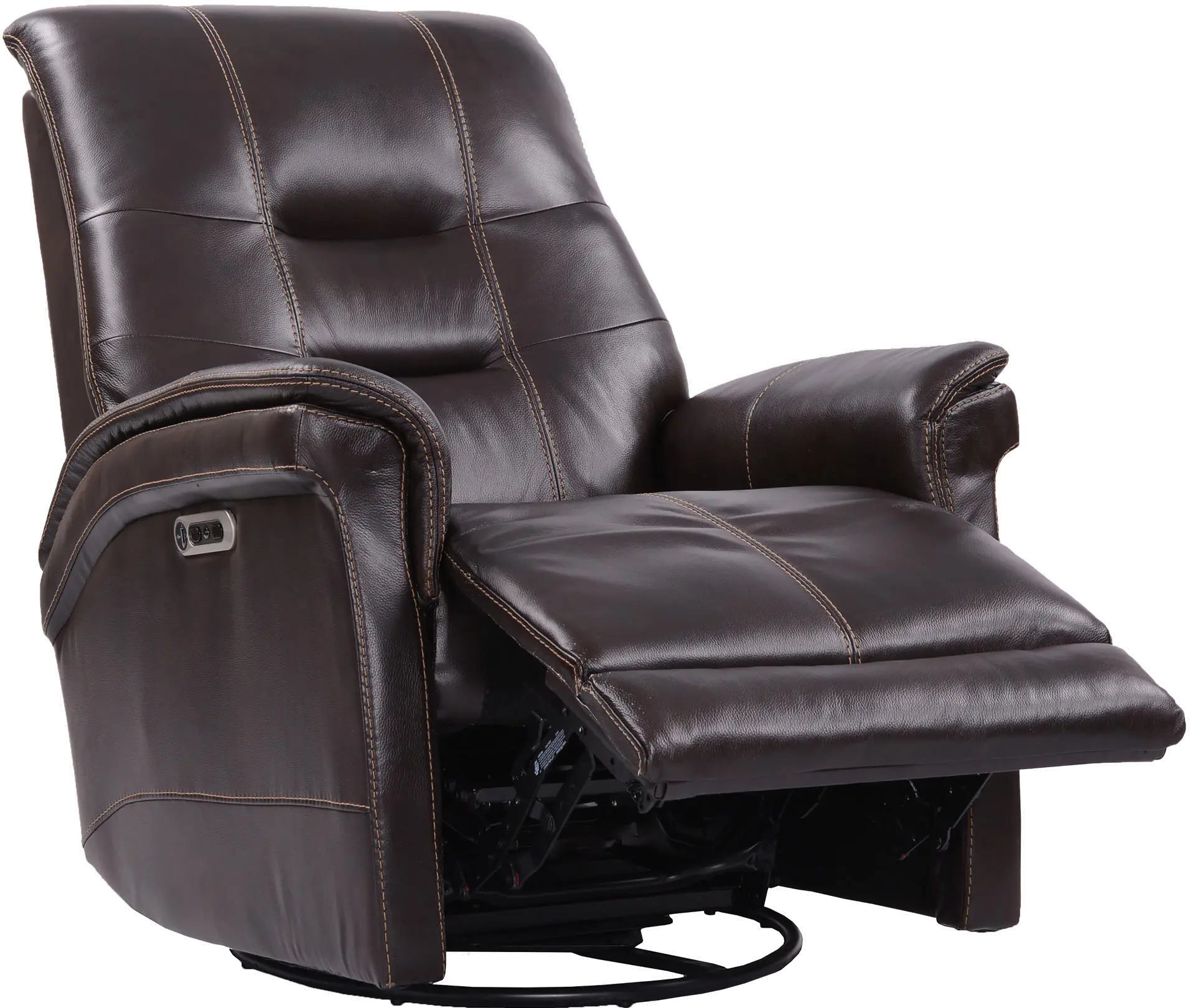 Andrew Coffee Brown Leather Power Swivel Glider Recliner-3